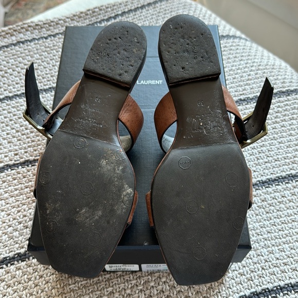 Authentic Saint Laurent double strap sandal in Oak - Picture 6 of 7